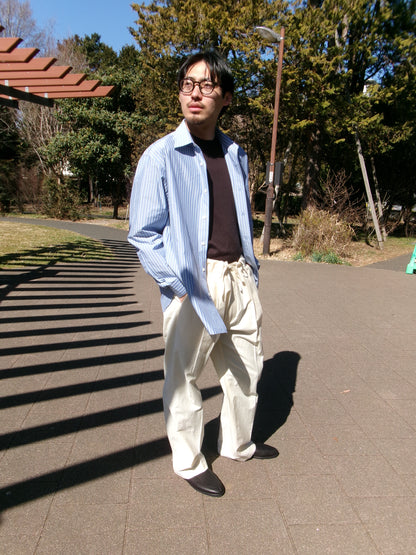 Ernie Palo Silk Cotton Stripe Shirt -Sax-
