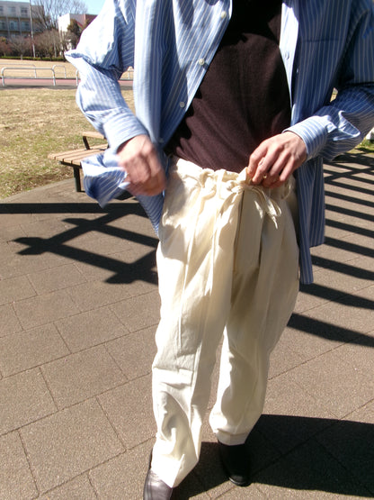FUJI COTTON SILK BELTLESS PANTS