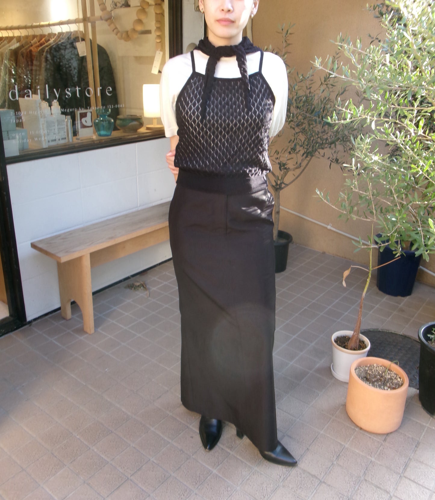 Ernie Palo Silk Long Skirt -Black-