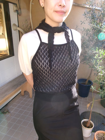 Ernie Palo Open Work Knit Scarf -Black-