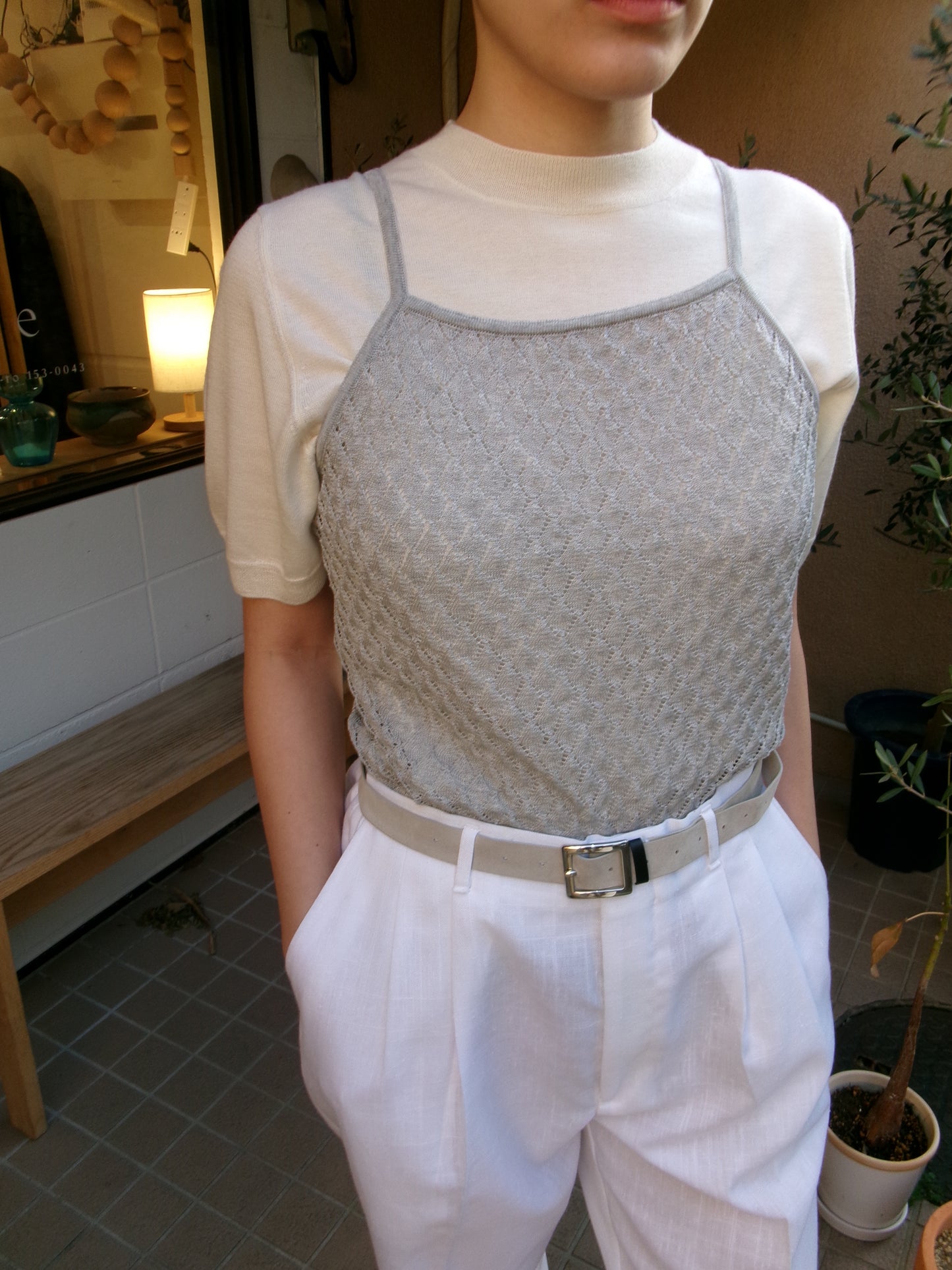 Ernie Palo Open Work Knit Camisole