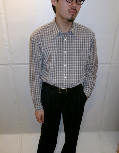 FUJI COTTON CHECK SHIRT -Gray-