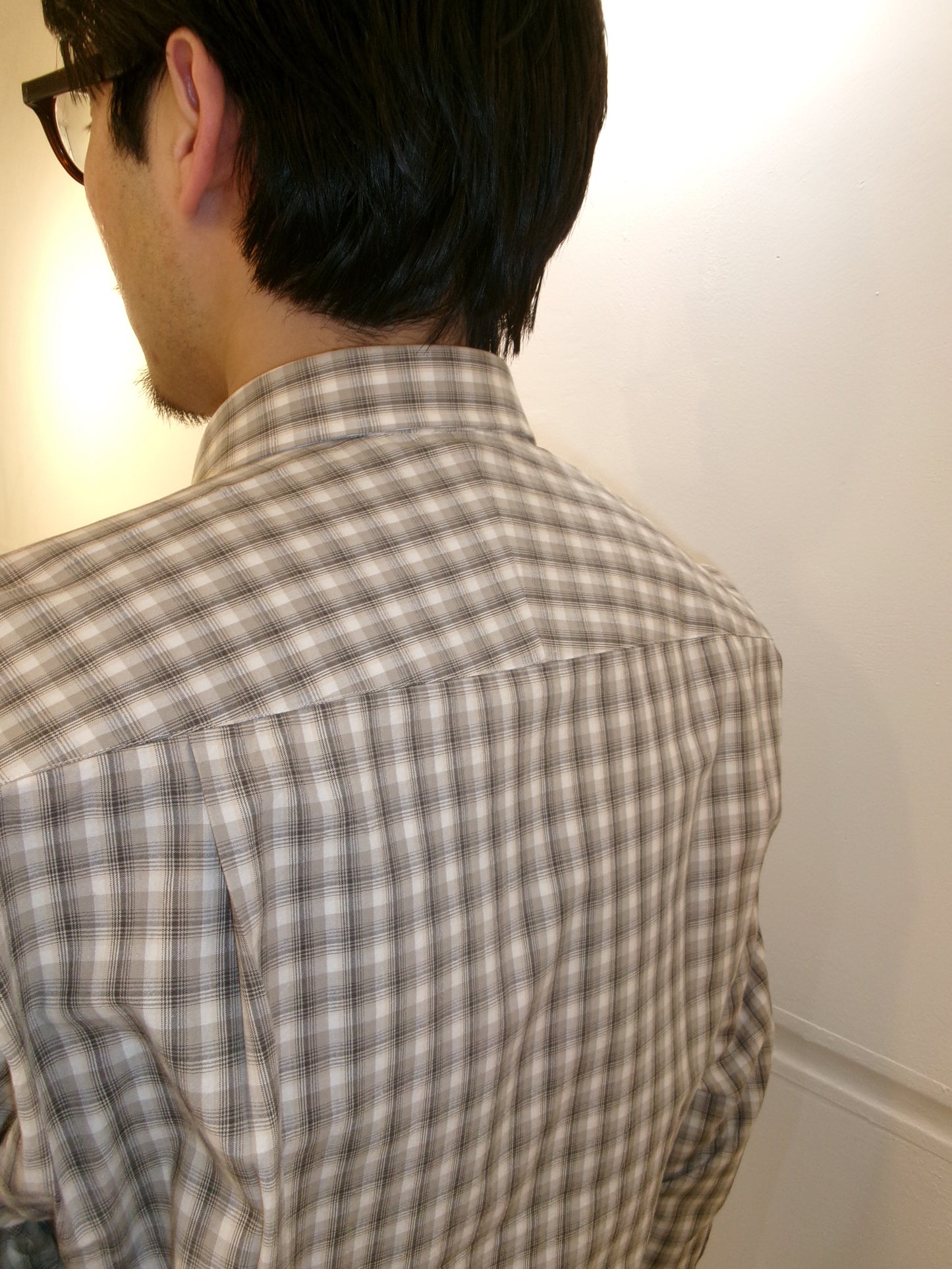 FUJI COTTON CHECK SHIRT -Gray-