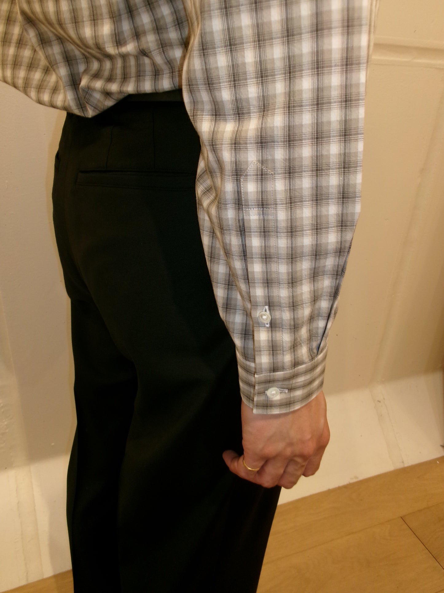 FUJI COTTON CHECK SHIRT -Gray-