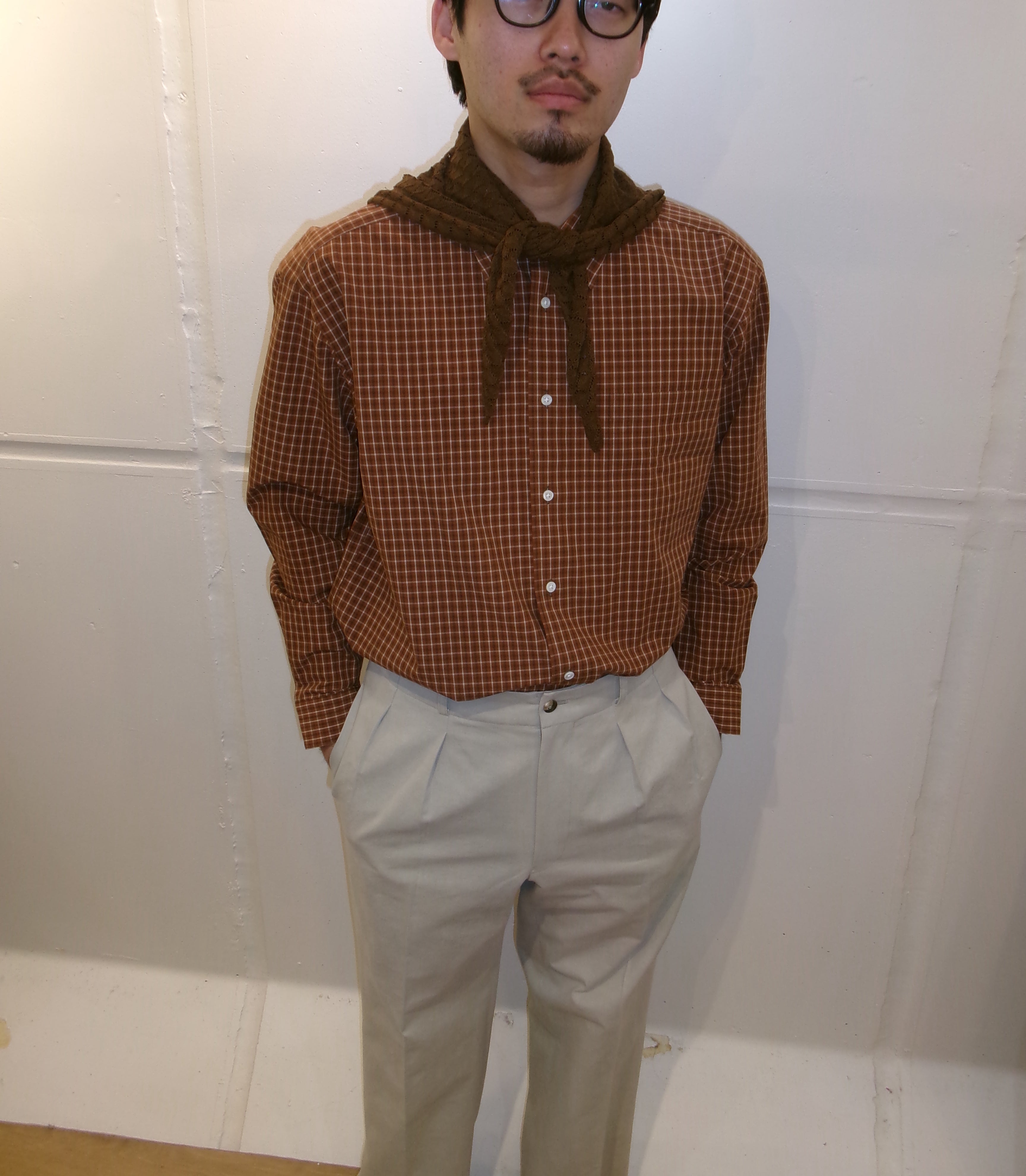 Ernie Palo Open Work Knit Scarf -Brown- – dailystore