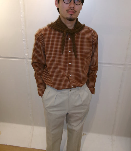 Ernie Palo Open Work Knit Scarf -Brown-