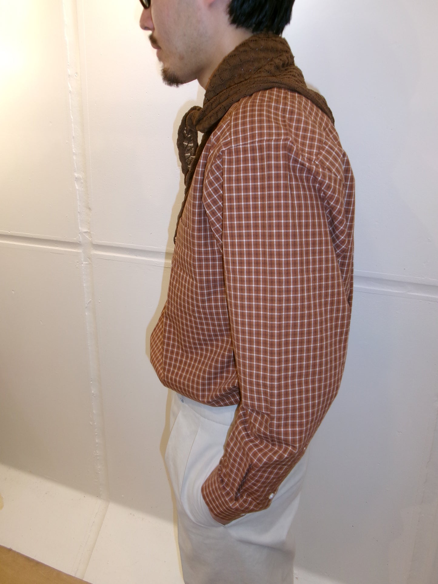 FUJI COTTON CHECK SHIRT -Brown-