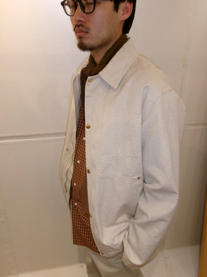 Ernie Palo Cotton Linen Canvas Work Blouson -Ivory-