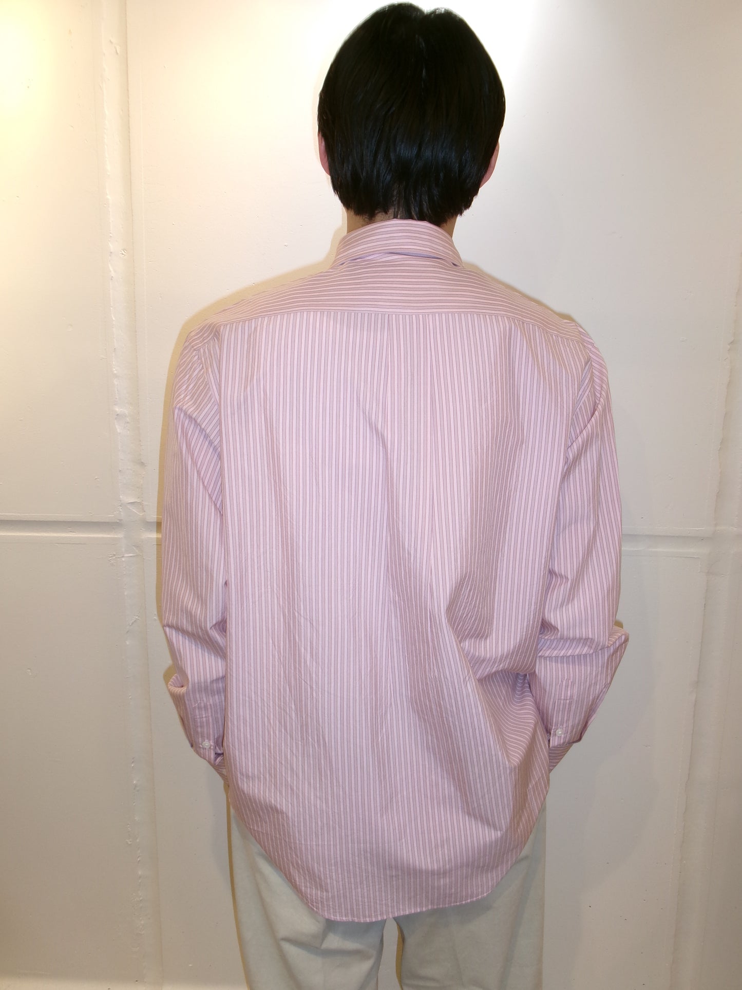 Ernie Palo Silk Cotton Stripe Shirt -Pink-