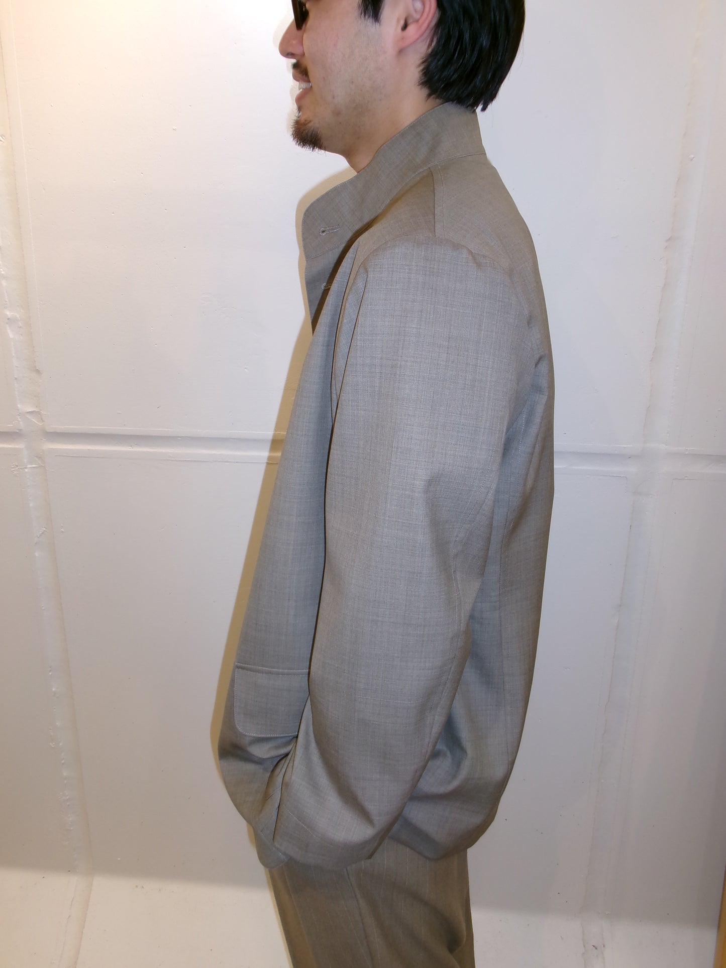 Cale Tropical Wool Stand Collar Jacket