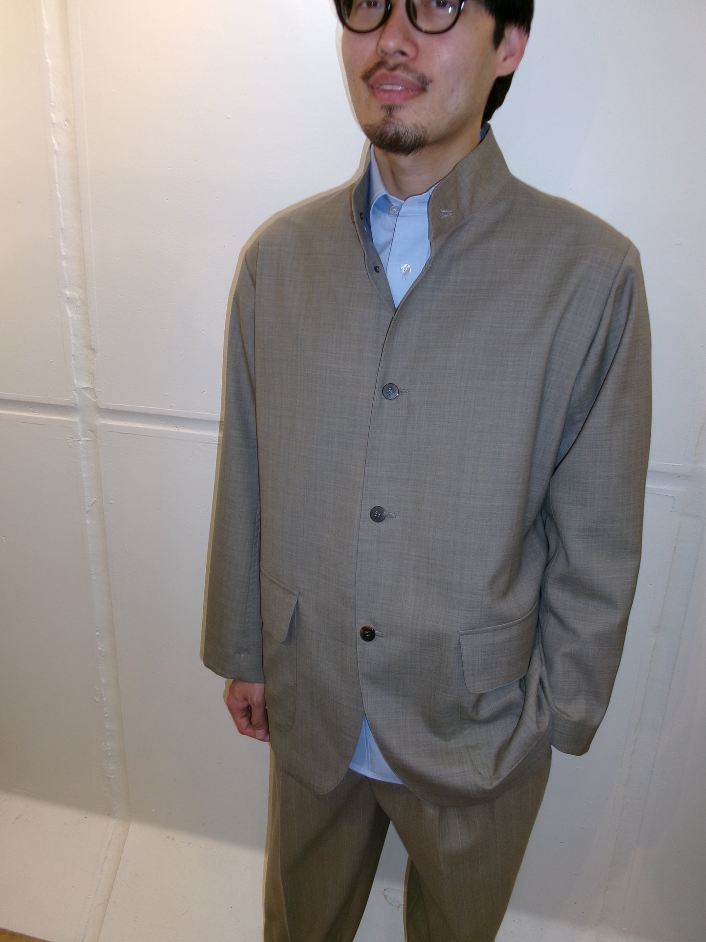 Cale Tropical Wool Stand Collar Jacket
