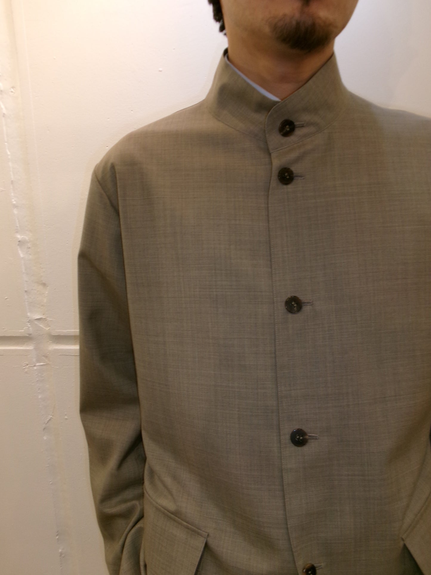 Cale Tropical Wool Stand Collar Jacket