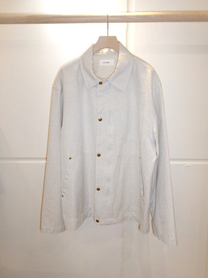 Ernie Palo Cotton Linen Canvas Work Blouson -Ivory-