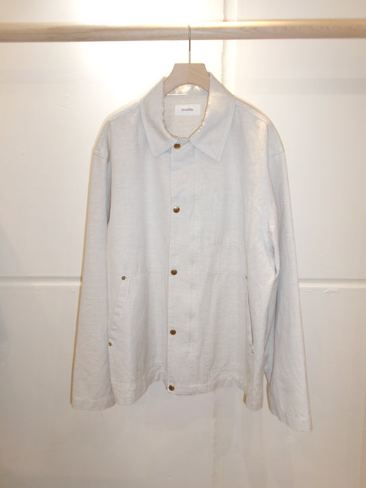 Ernie Palo Cotton Linen Canvas Work Blouson -Ivory-