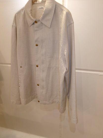 Ernie Palo Cotton Linen Canvas Work Blouson -Ivory-