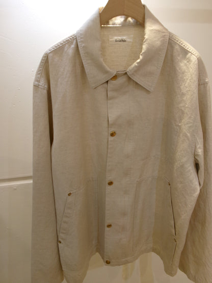 Ernie Palo Cotton Linen Canvas Work Blouson -Ivory-