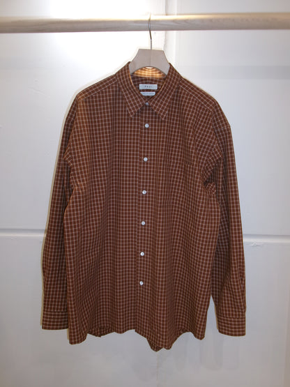 FUJI COTTON CHECK SHIRT -Brown-