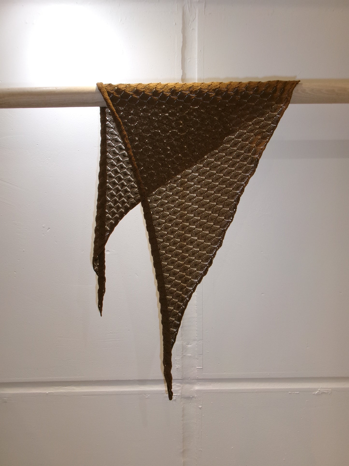 Ernie Palo Open Work Knit Scarf -Brown-