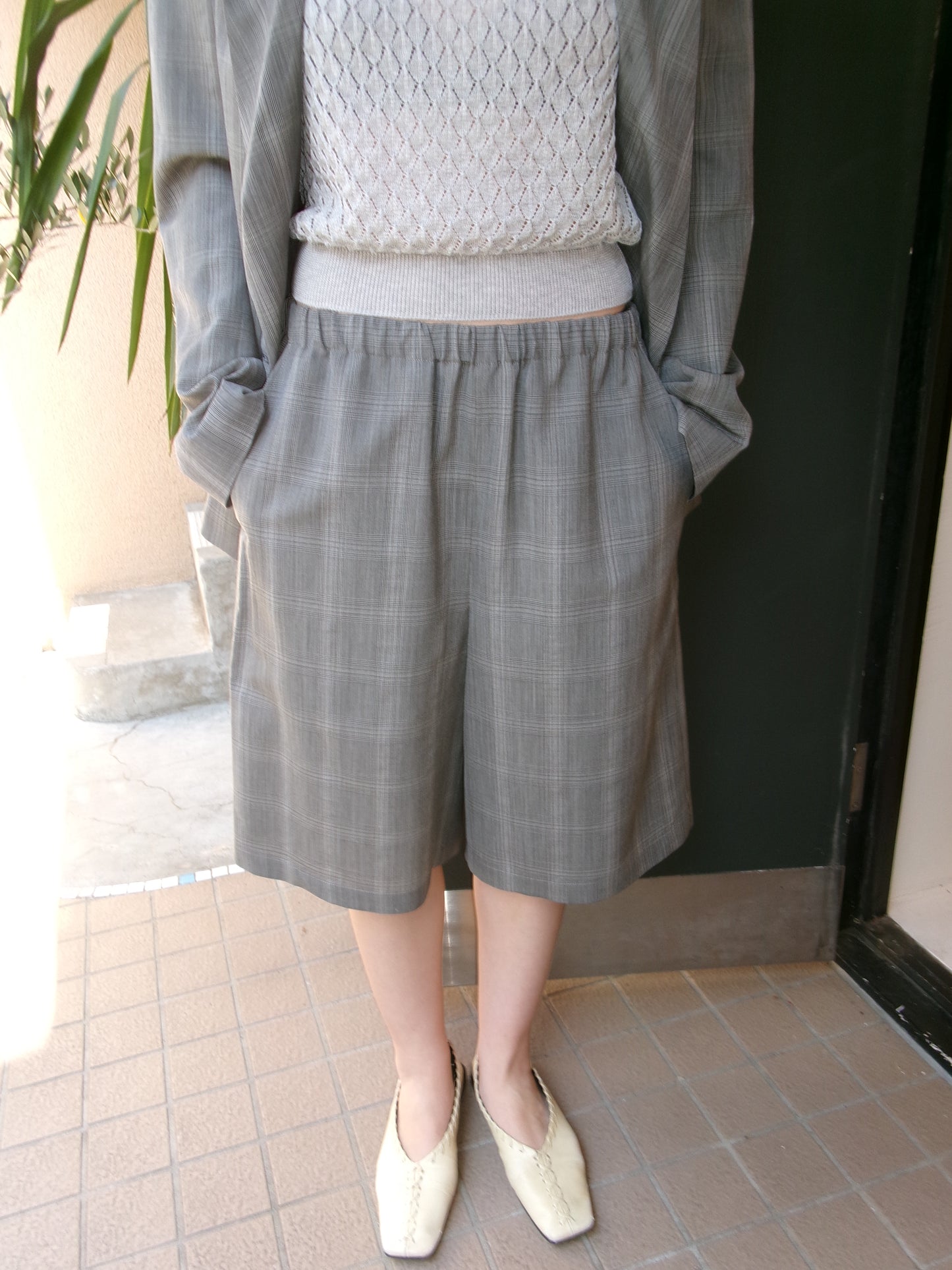 Ernie Palo Wool Check Easy Half Pants