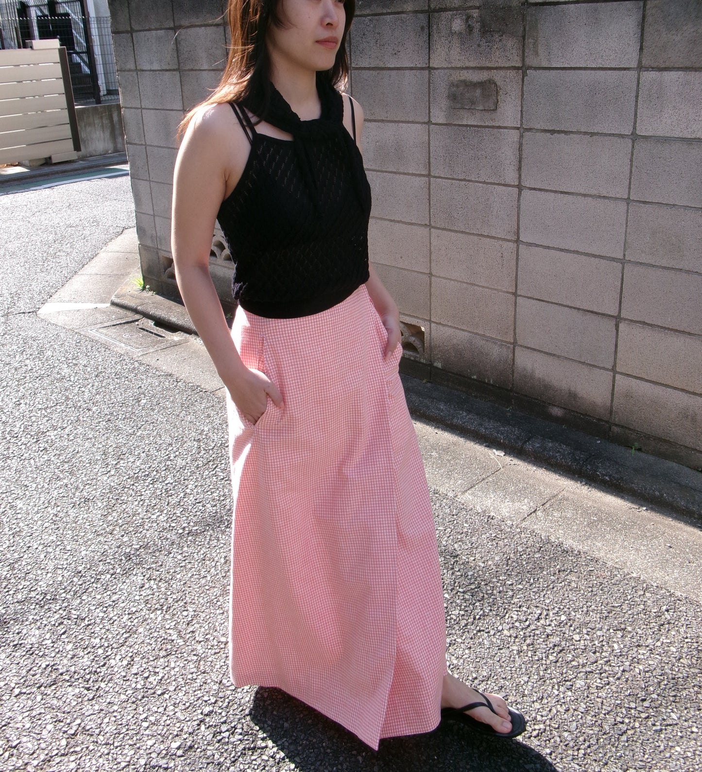 FUJI COTTON GINGHAM CHECK SKIRT