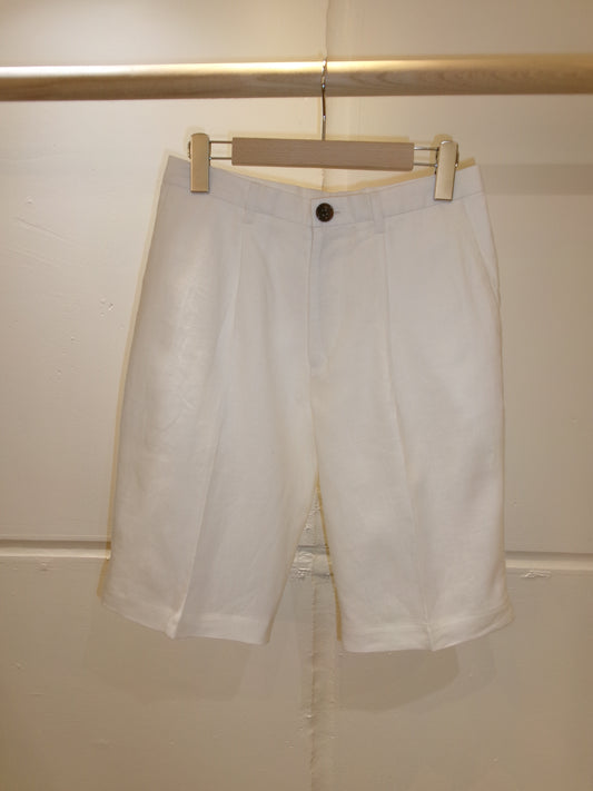 FUJI LINEN ONE TUCK SHORTS -Off White- Women