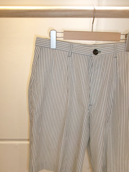 FUJI STRIPE COTTON ONE TUCK SHORTS -Black Stripe- Men