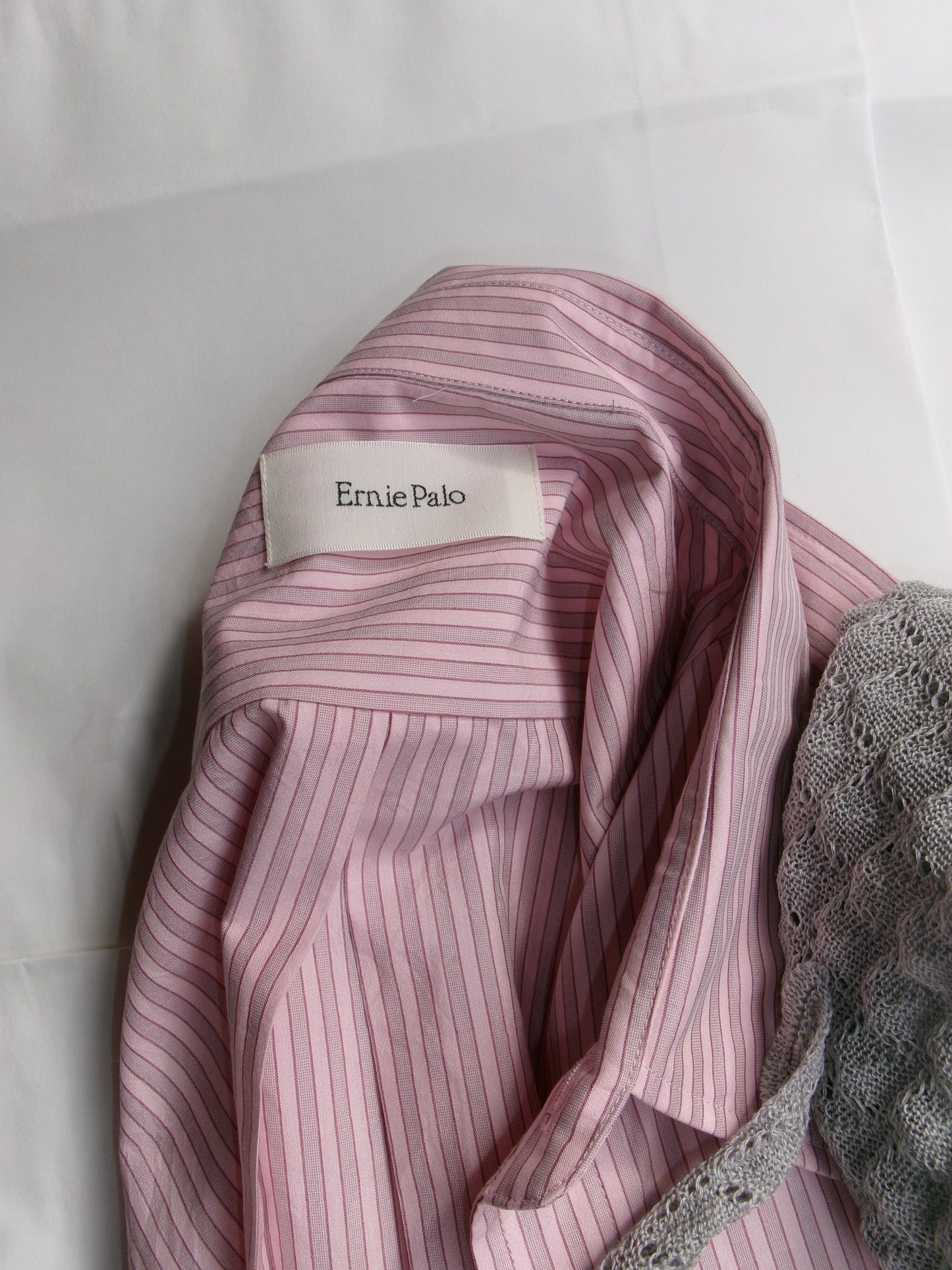 Ernie Palo Silk Cotton Stripe Shirt -Pink-