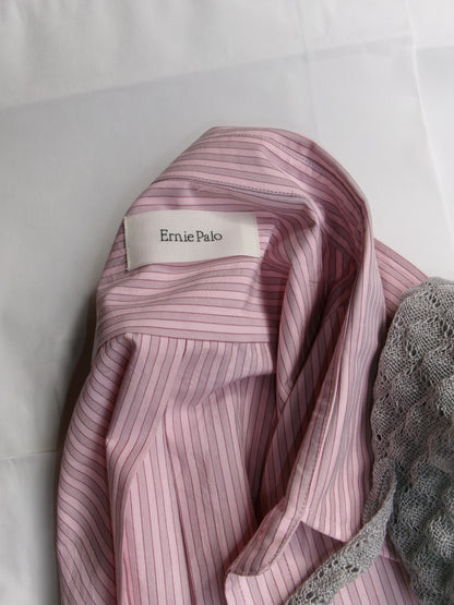 Ernie Palo Silk Cotton Stripe Shirt -Pink-
