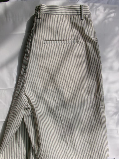 FUJI STRIPE COTTON ONE TUCK SHORTS -Black Stripe- Men