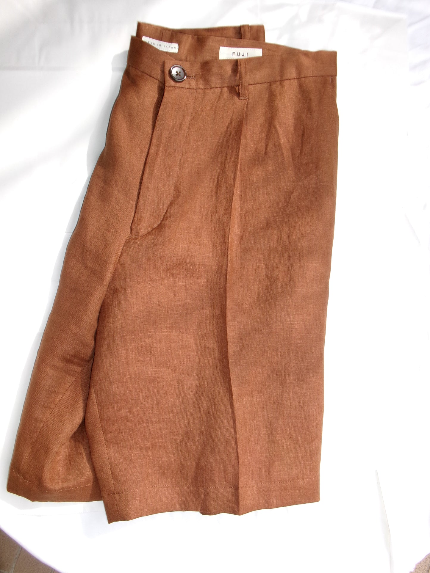 FUJI LINEN ONE TUCK SHORTS -Brown- Men