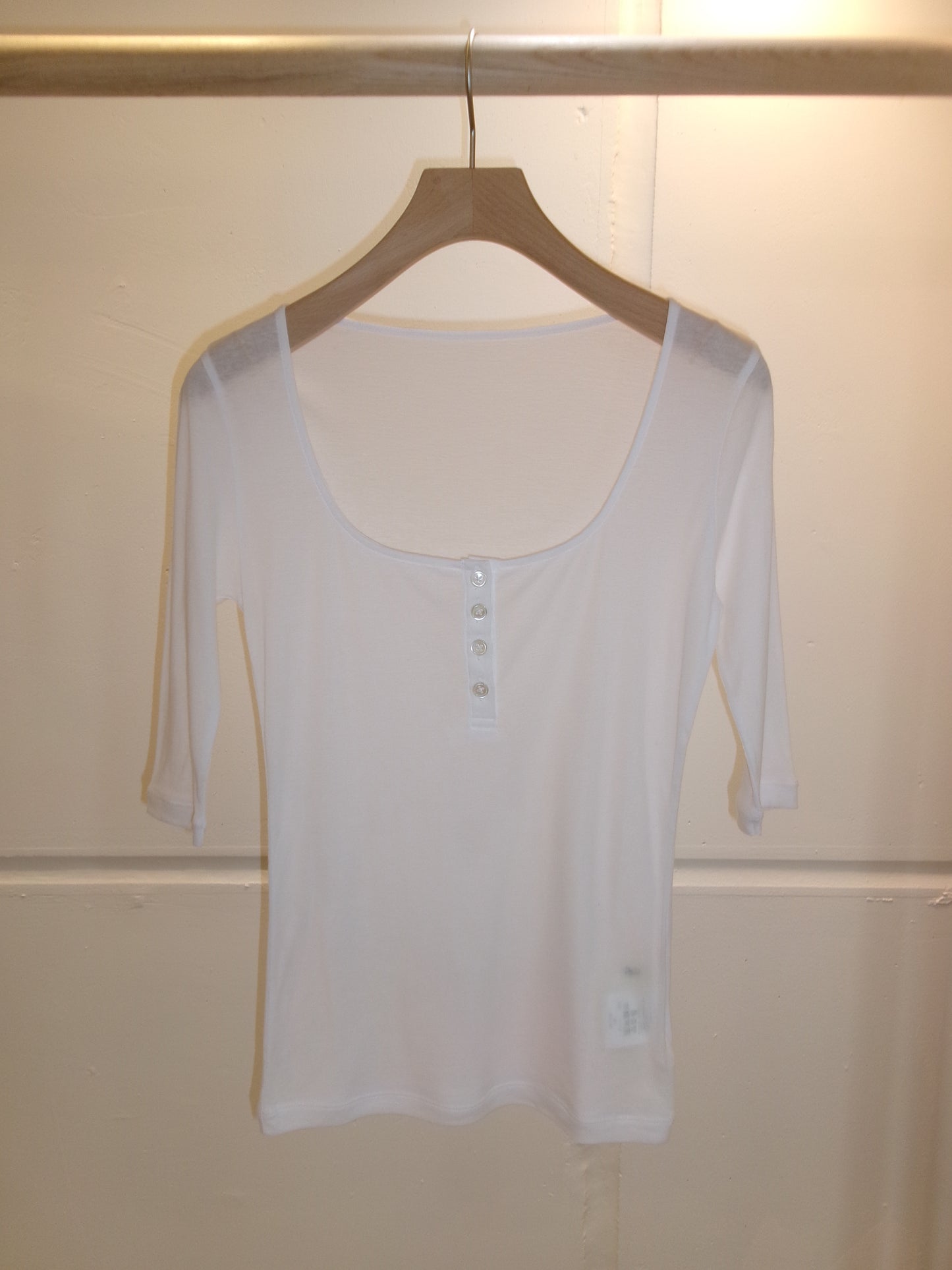 Ernie Palo Sheer Rib Henry T-shirt -White-