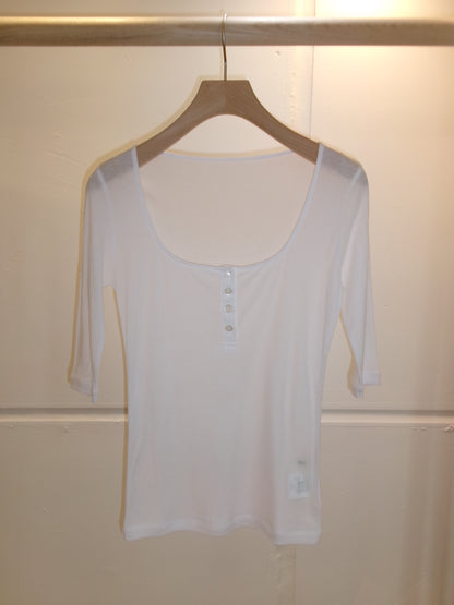 Ernie Palo Sheer Rib Henry T-shirt -White-