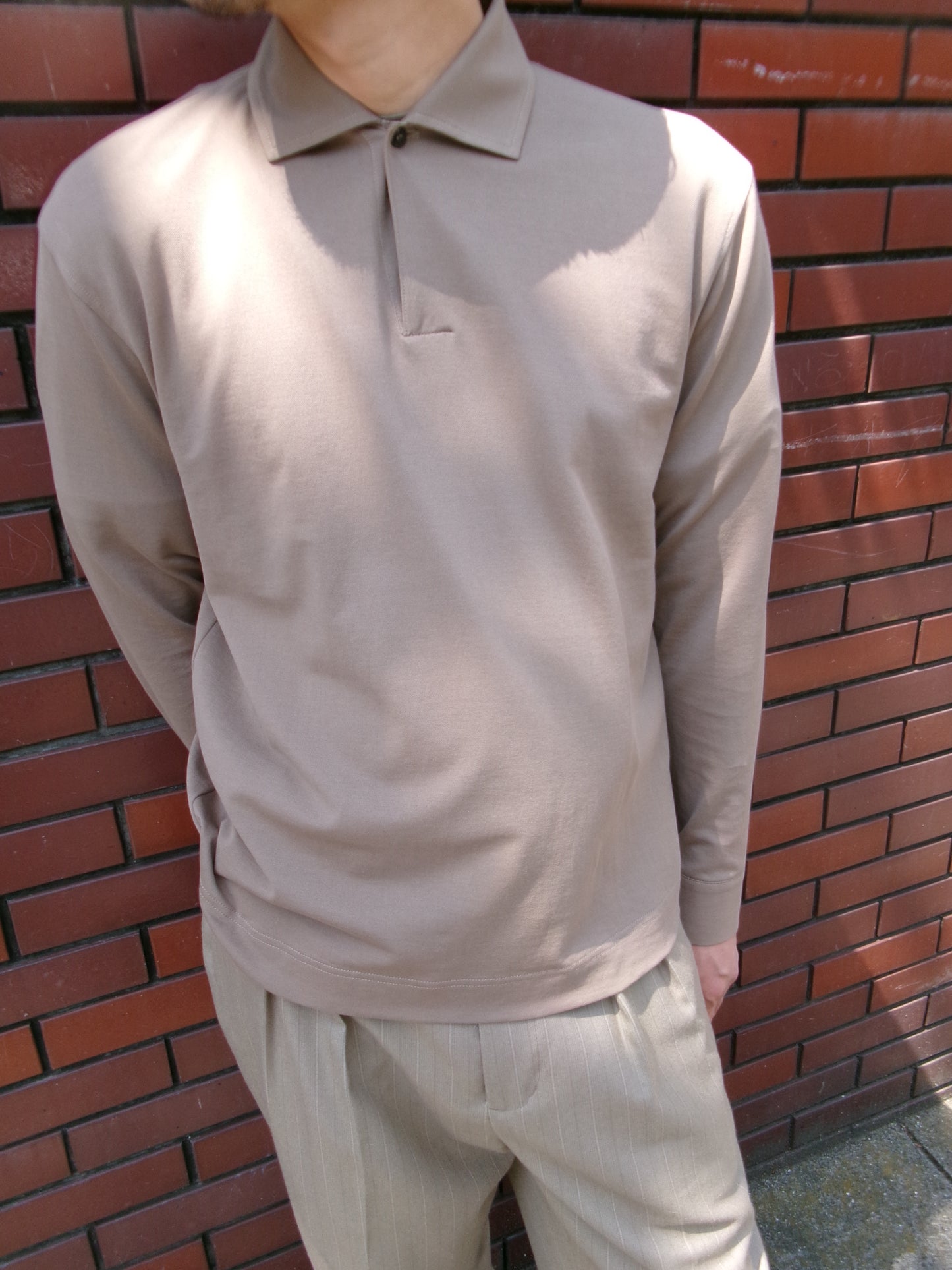 Cale Supima Kanoko One Button Long Sleeve -Ivory-