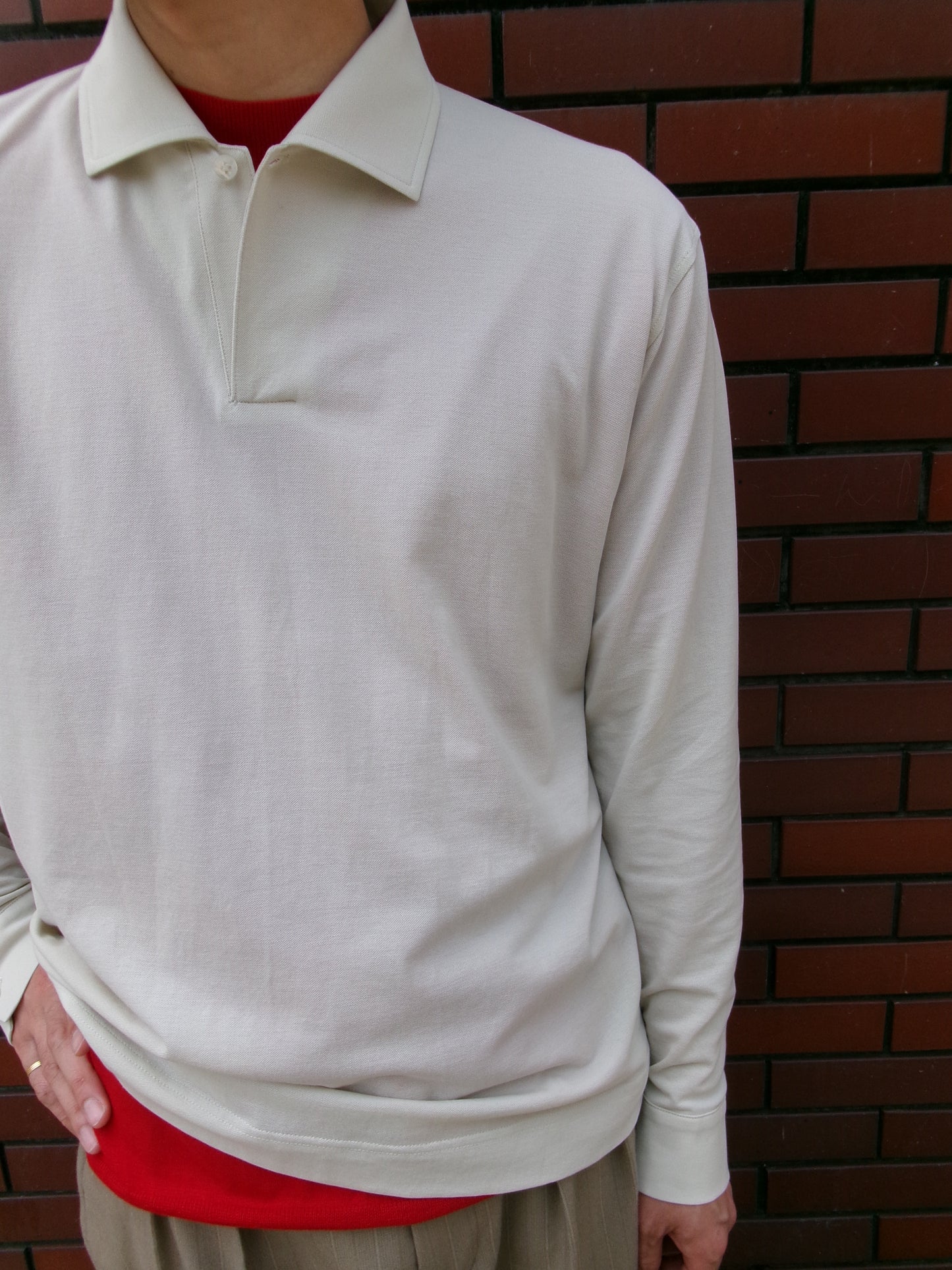 Cale Supima Kanoko One Button Long Sleeve -Taupe-