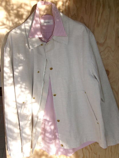 Ernie Palo Cotton Linen Canvas Work Blouson -Ivory-