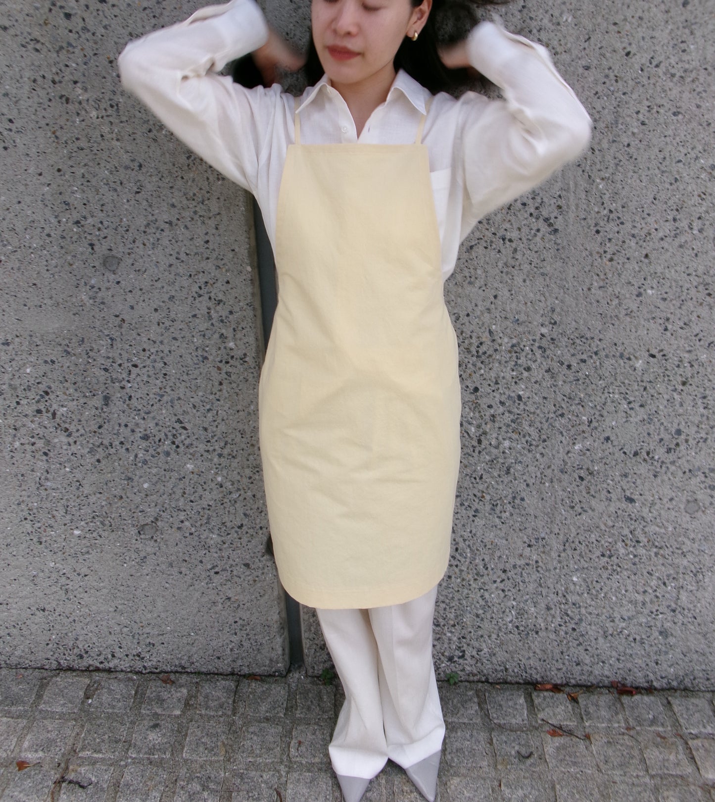 FUJI COTTON LINEN ONEPIECE -Yellow-
