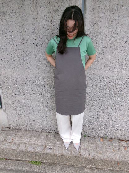 FUJI COTTON LINEN ONEPIECE -Gray-