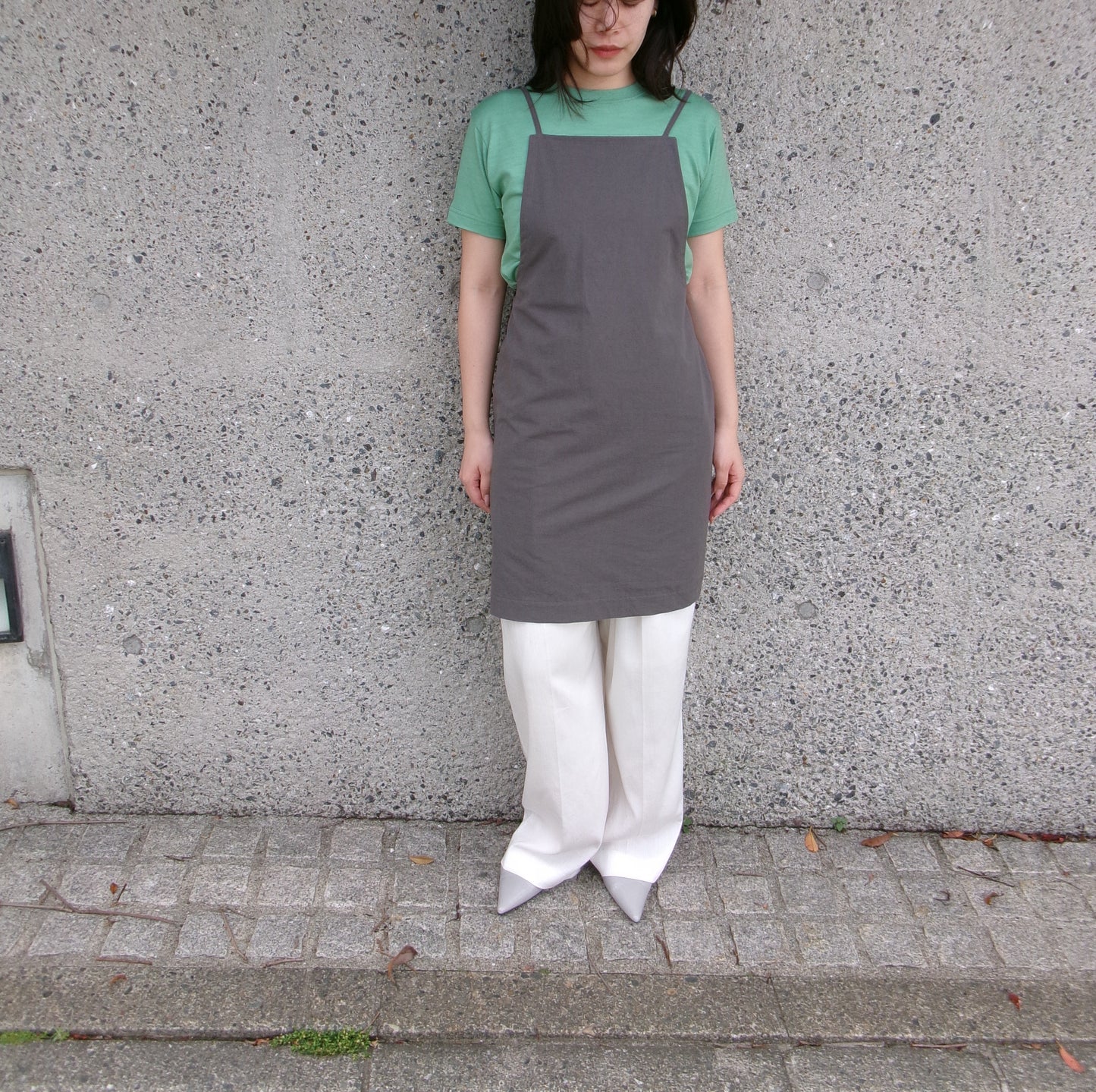 FUJI COTTON LINEN ONEPIECE -Gray-