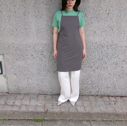 FUJI COTTON LINEN ONEPIECE -Gray-