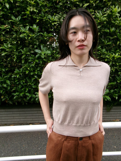 FUJI SILK CASHMERE S/S SKIPPER POLO-Women-