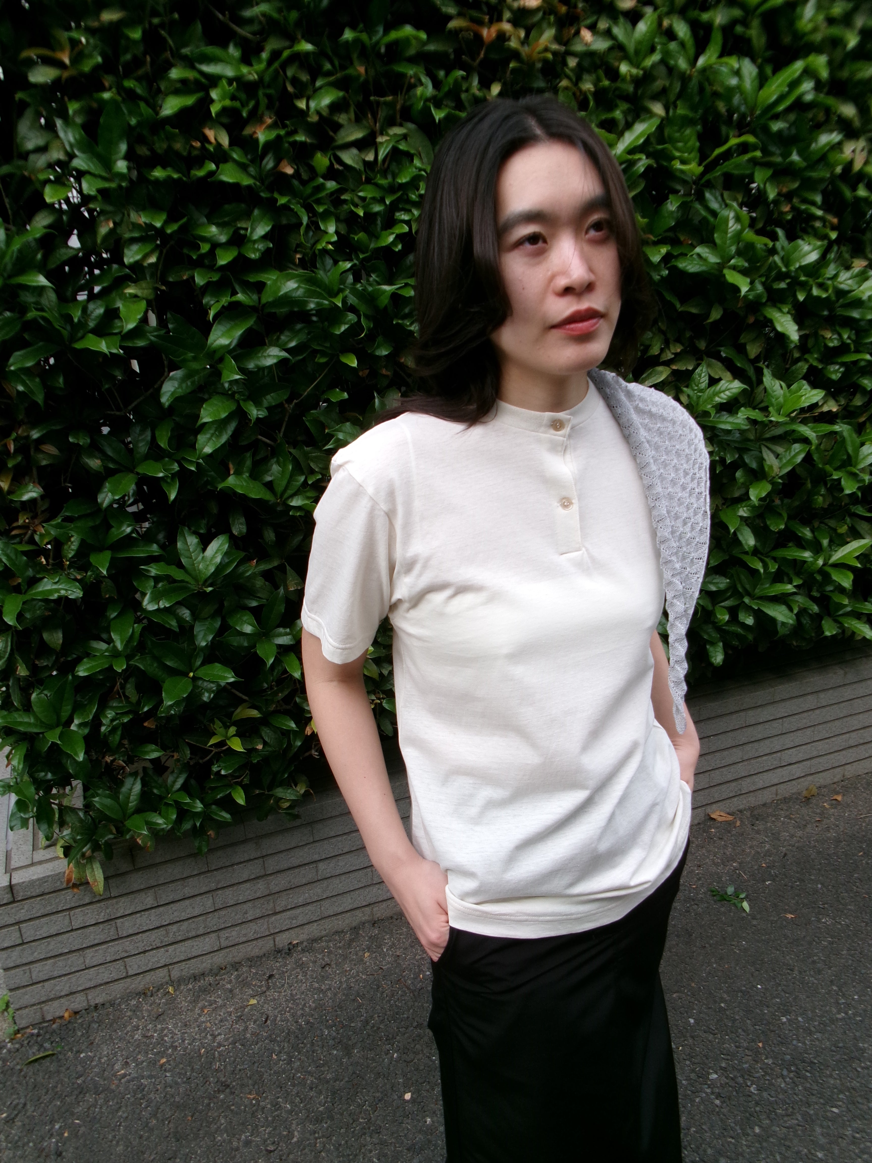 FUJI Cotton Henry Neck S/S T-shirt -Ivory- – dailystore