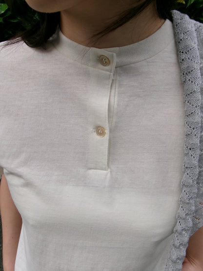 FUJI Cotton Henry Neck S/S T-shirt -Ivory-