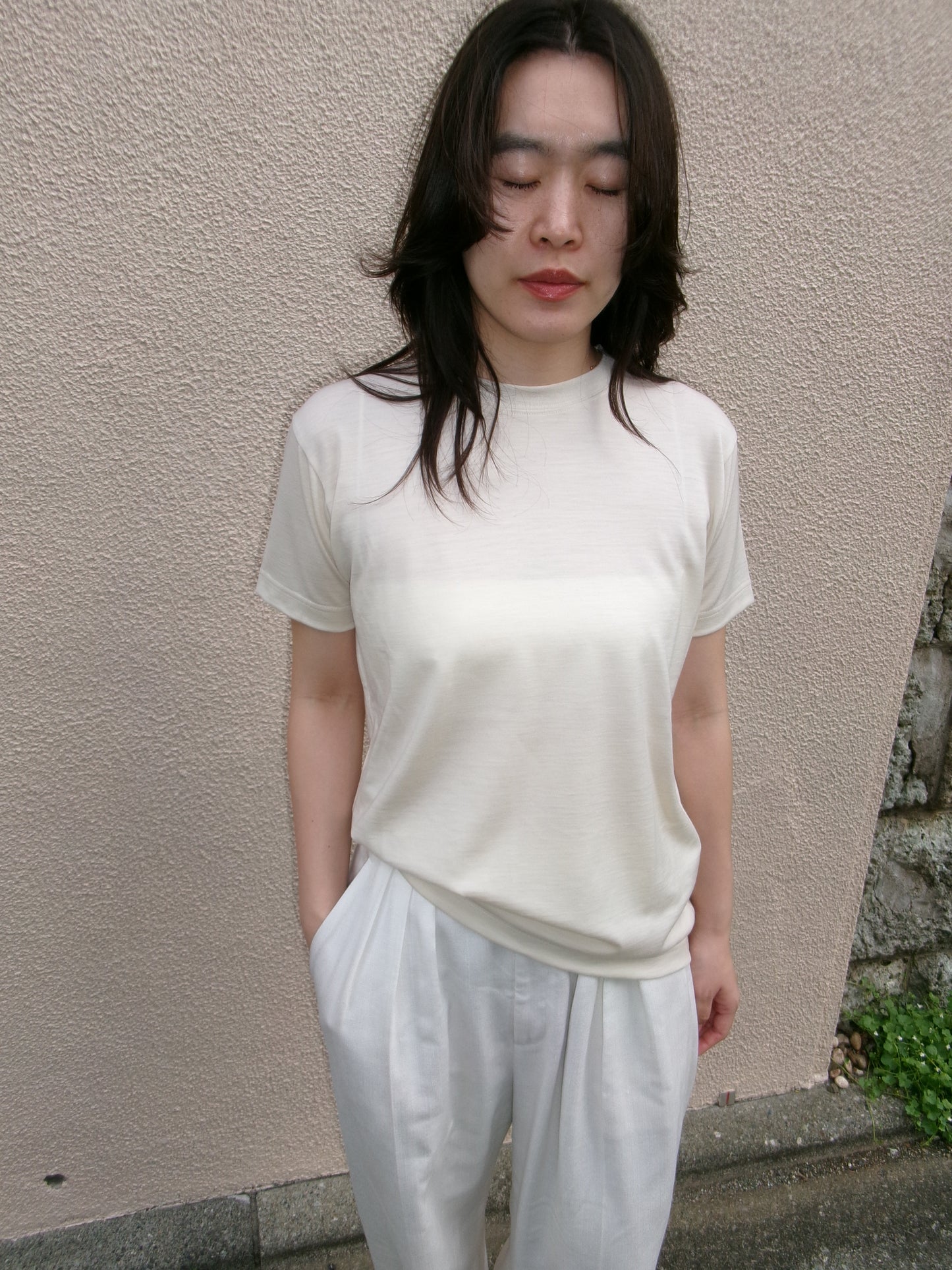 FUJI WOOL S/S T-SHIRT Women -Ivory-