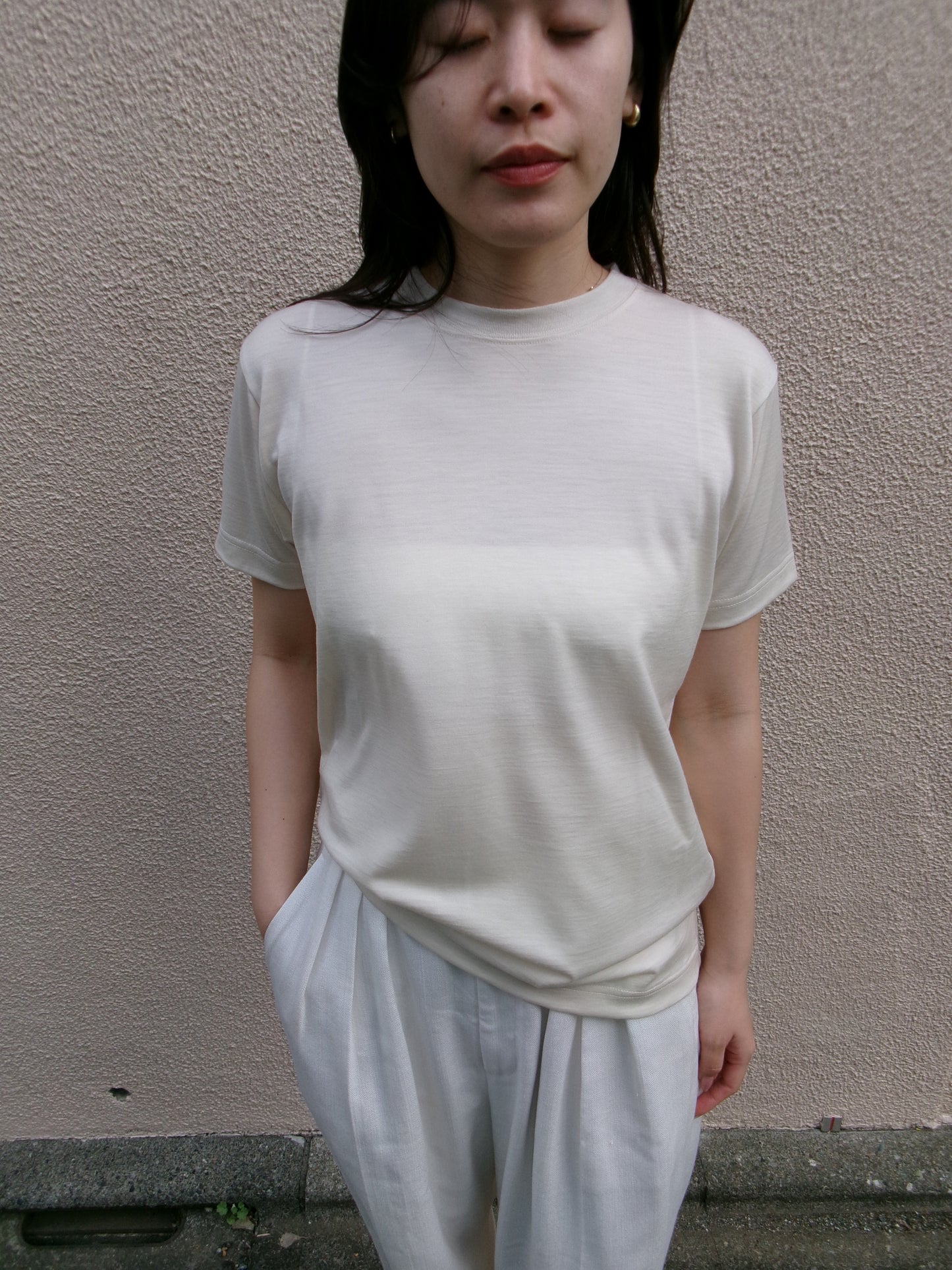 FUJI WOOL S/S T-SHIRT Women -Ivory-