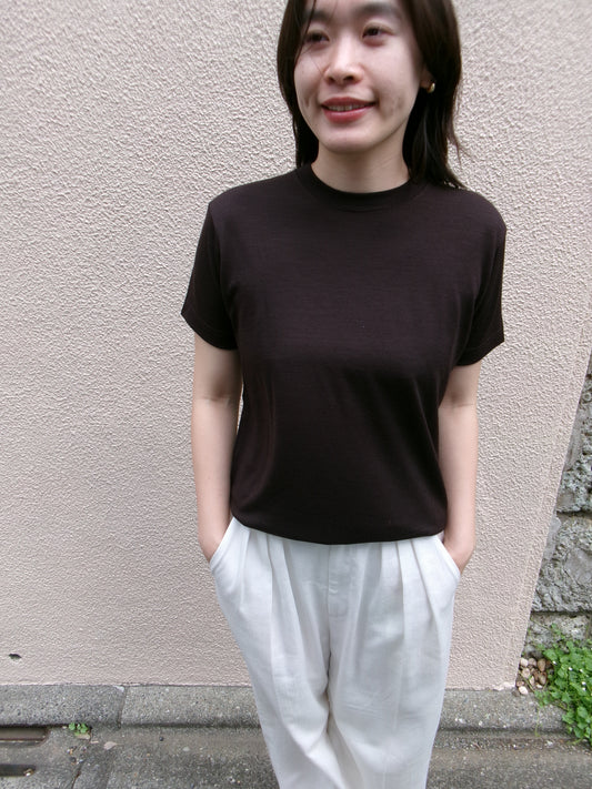 FUJI WOOL S/S T-SHIRT Women -Brown-