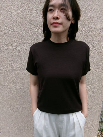 FUJI WOOL S/S T-SHIRT Women -Brown-