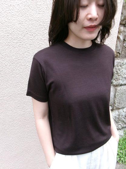 FUJI WOOL S/S T-SHIRT Women -Brown-