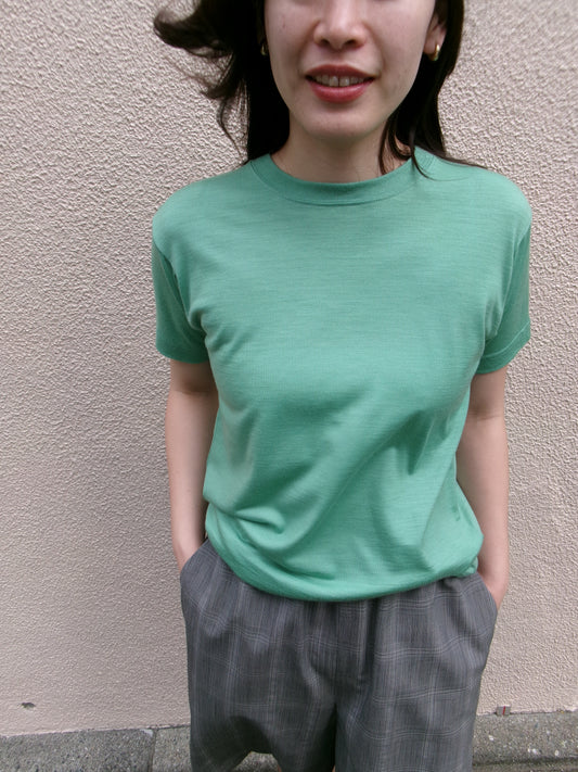 FUJI WOOL S/S T-SHIRT Women -Green-
