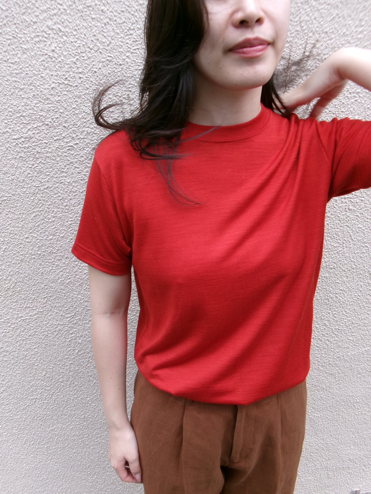 FUJI WOOL S/S T-SHIRT Women -Red-