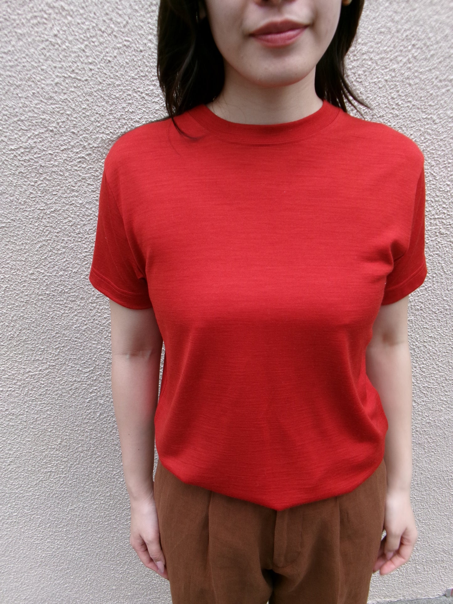 FUJI WOOL S/S T-SHIRT Women -Red-